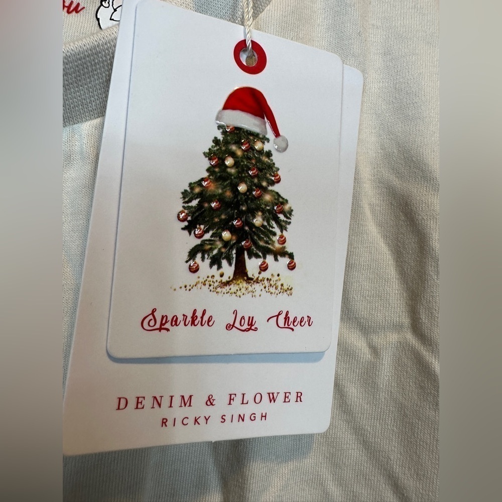 Denim & Flower Ricky Singh Christmas Happy Hawl-idays Holidays T-Shirt, sz S NWT - Picture 2 of 8